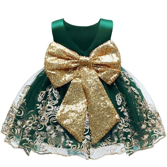 NWT Beautiful Sparkling Sequin Bow Baby Dress Christmas Flower Girl Page… - Picture 10 of 16